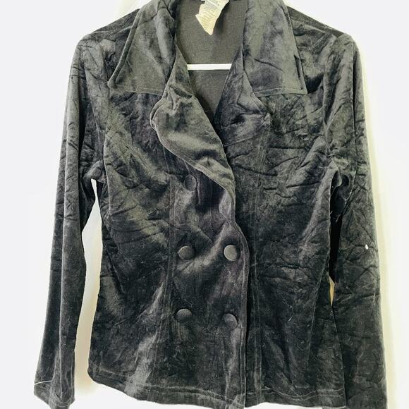 Vintage 80s Black Velvet Double-Breasted Blazer Jacket – Maggie Lawrence - Picture 2 of 14